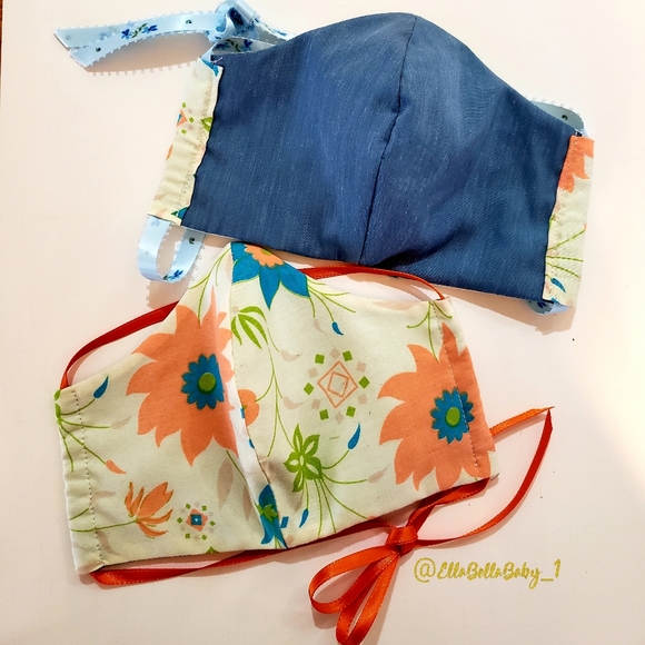 Yellow Floral Cotton Face Mask Filter for Girls - Picture 3 of 5